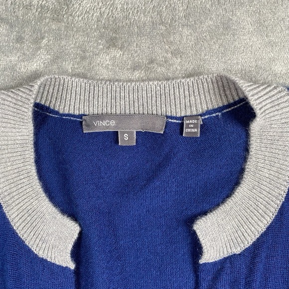 VINCE Cardigan Women's Size S Blue Grey 100% Cashmere One Button Sweater Twee - Picture 4 of 12